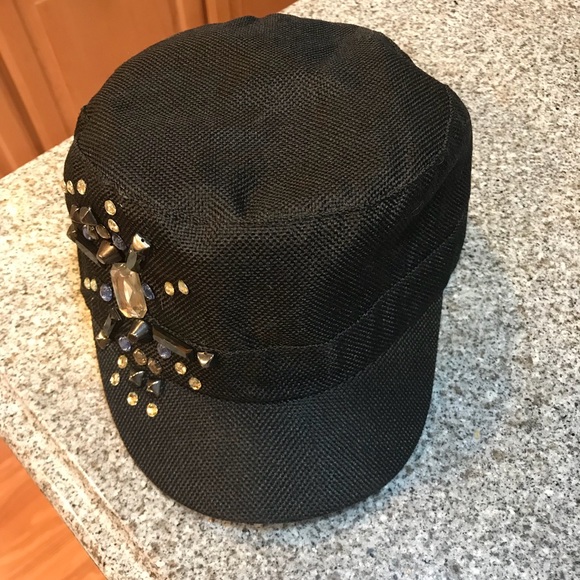 Black jewel embellished hat new jazz dance - Picture 2 of 8
